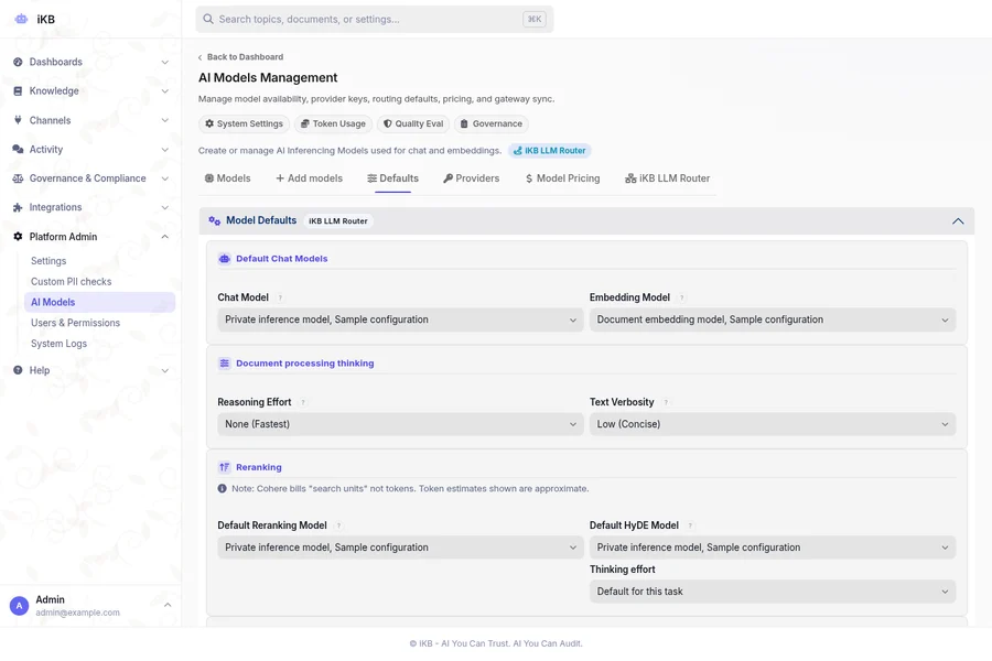 Neo2 model configuration with sample private inference and embedding settings.